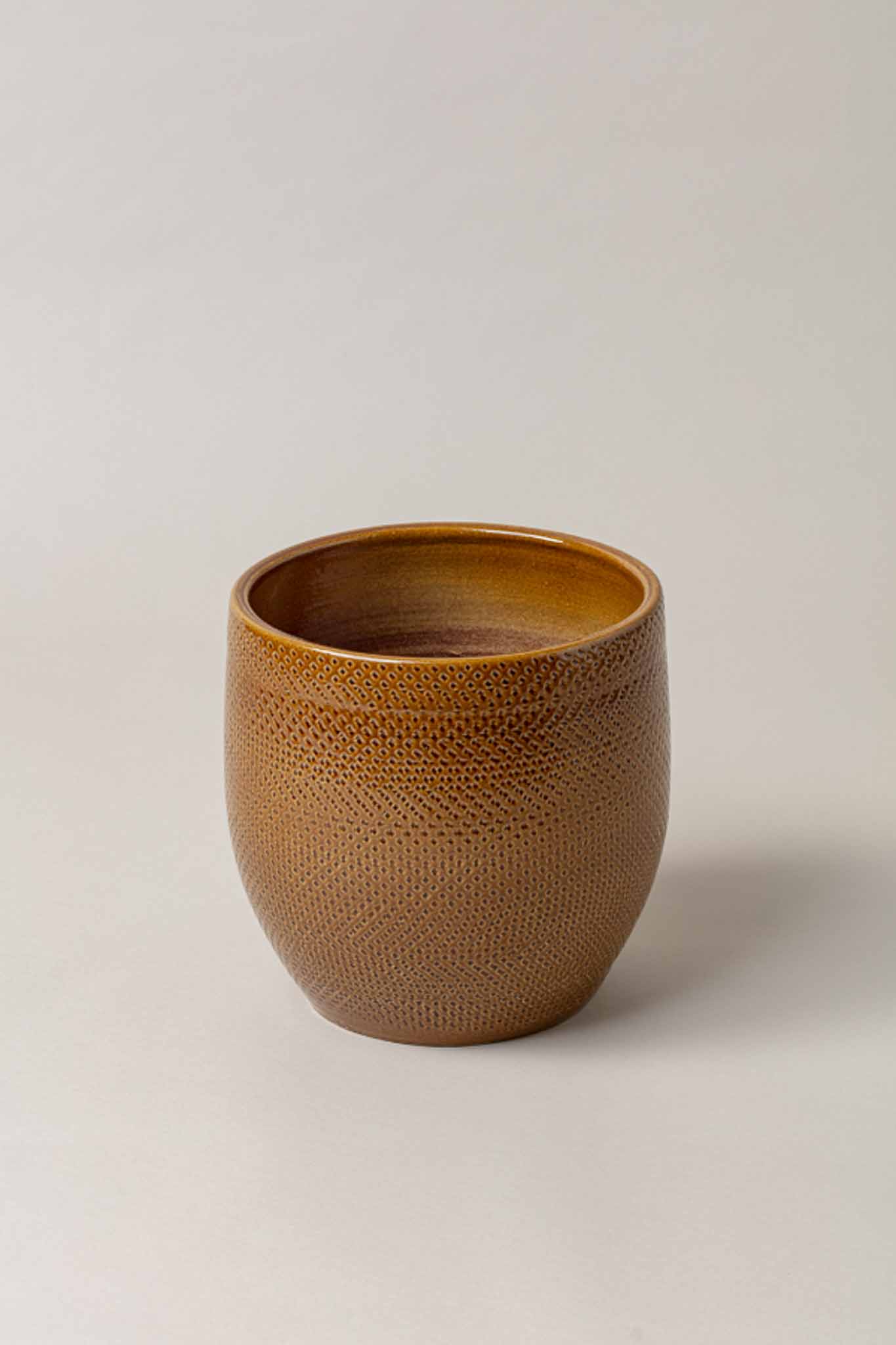 Cato - Vaso em Terracota Vidrado, Caramelo - Médio